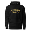 Pittsburgh Sports Hoodie, black, front view — City of Bridges pullover hoodie