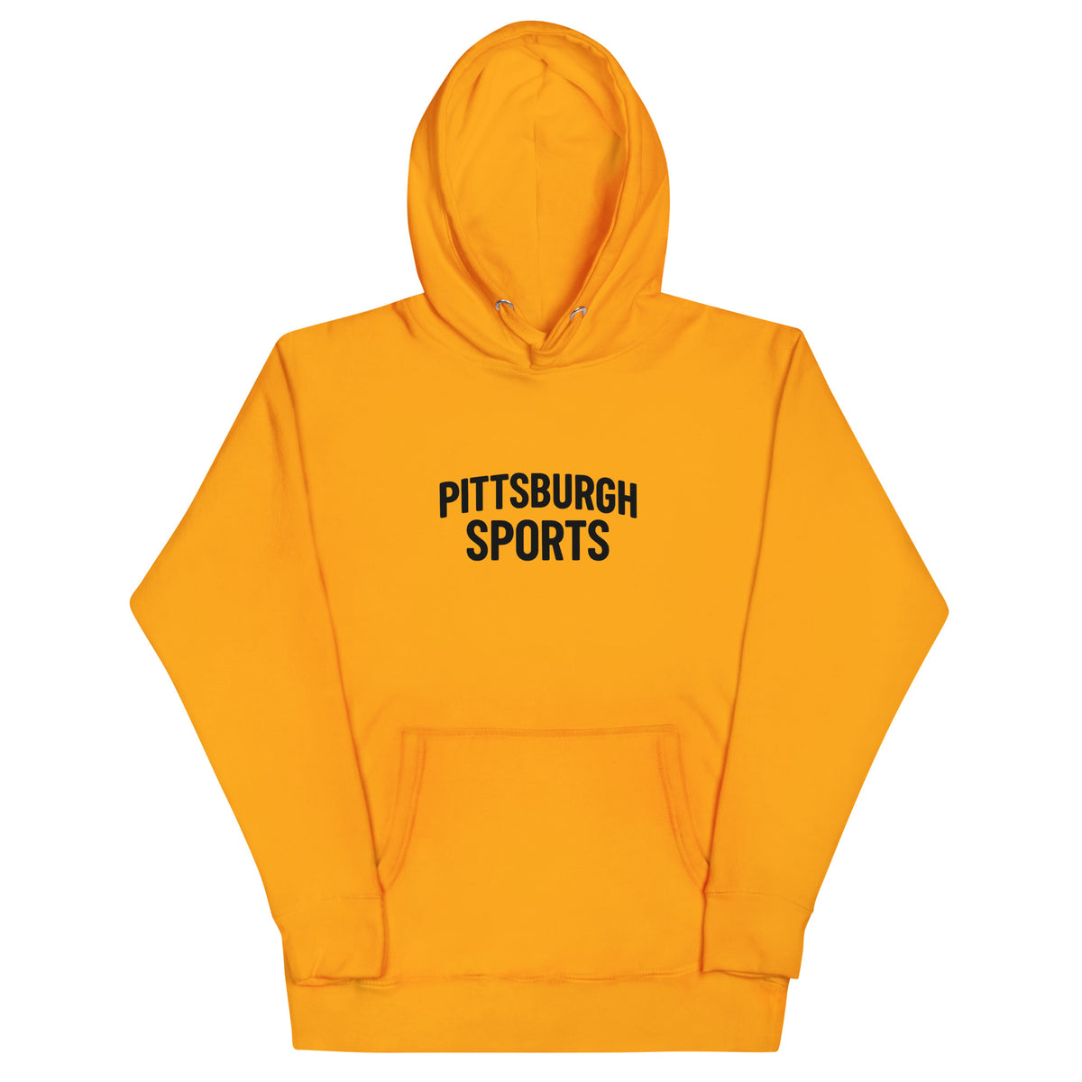 Pittsburgh Sports Hoodie, team gold, front view — City of Bridges pullover hoodie