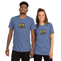 Patch Logo Tee, blue tri-blend, front view — City of Bridges Pittsburgh patch logo t-shirt