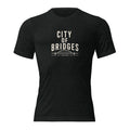 Bridge City Tee, charcoal-black tri-blend, front view — City of Bridges Pittsburgh bridges tee